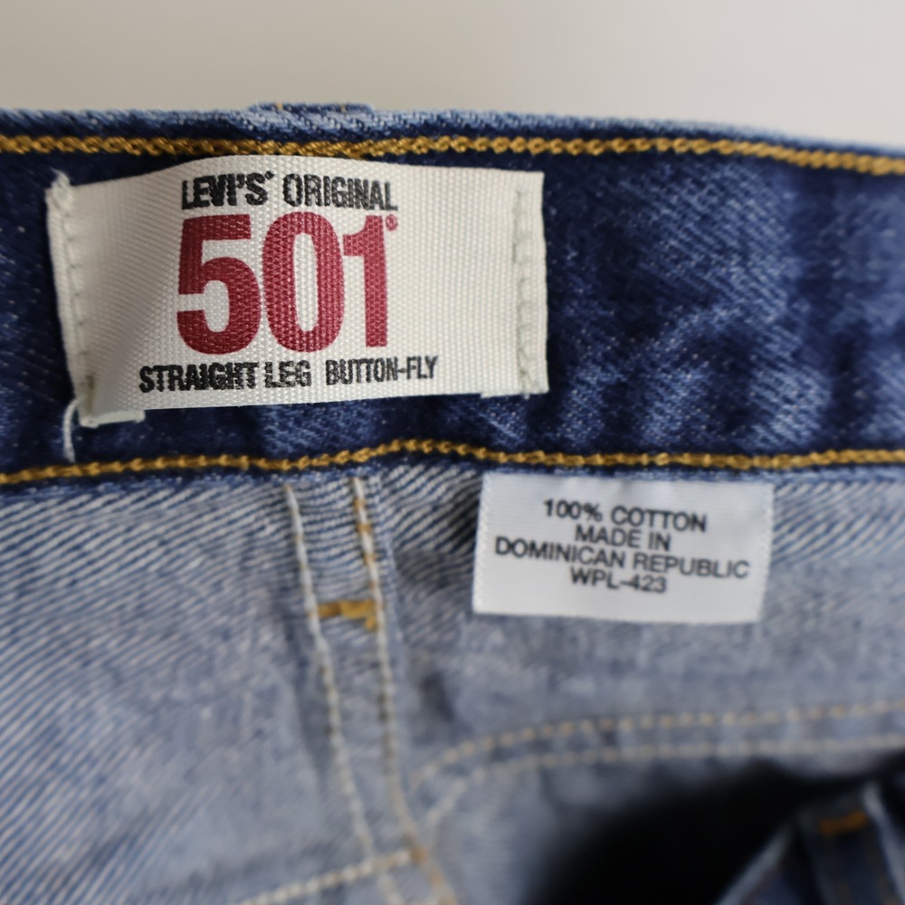 2008 Levis 501 Original Straight Leg Jeans 36x34 Blue Denim Button Fly - Picture 6 of 13